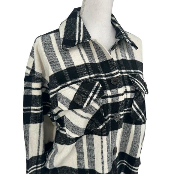 NEW Dex Clothing Black White Button Front Jacket Shacket Sz Medium - Picture 2 of 10